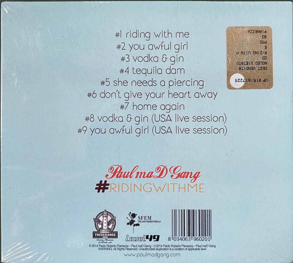 Paul maD Gang - Riding with me CD (2013)